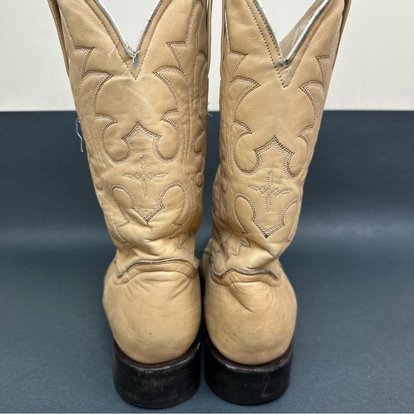 El Patron Don Julio Alligator Print Cowboy Boots Tan Beige Size Mens 27.5 US 8.5 - Picture 4 of 12